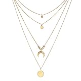 Larga Borla Luna Collares y Colgantes de múltiples Capas para Las Mujeres Lentejuelas Gargantilla Collar