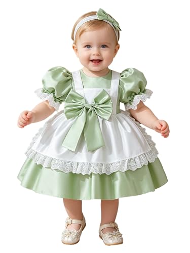 Vestido de Princesa para Bebé Niña con Encaje de Volantes para Bautizo