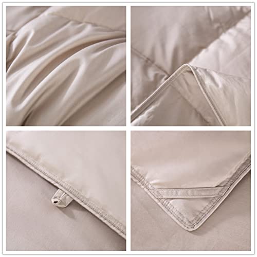 Kumiq Lightweight Down Blanket, Cooling Down Comforter Duvet Insert For Summer/ Warm Weather, Machine Washable, Super Soft Cotton Shell Without Noise, Coffee Golden, King Size #TOP3