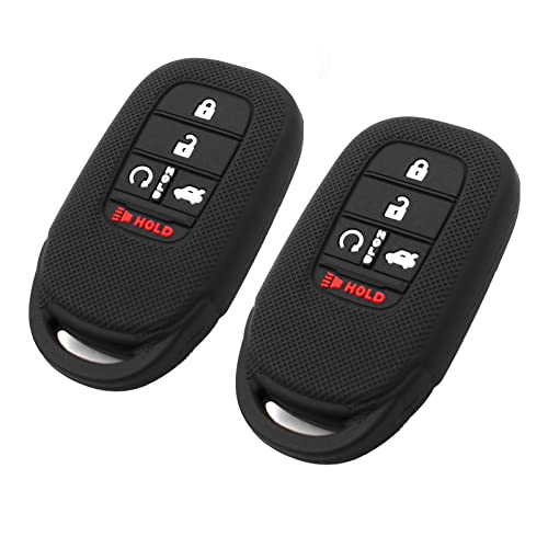 EYANBIS Silicone Key Fob Cover Fit for 2022 Honda Accord Civic Smart 5 Buttons | Car Accessories | Remote Key Protection Case - Black & Black