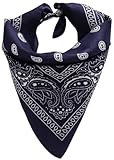Cotton Bandana Scarf for Men & Women – Premium Paisley Headband, Neck & Face Wrap, Stylish Versatile Headwear for Summer, Winter, Outdoor Sports, Biking, Hiking, Camping & Everyday Fashion (Navy Blue)