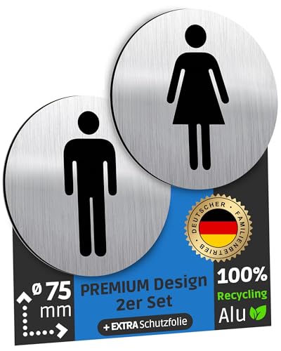 SCHILDERBOXX WC Schild Selbstklebend 2er Set Toilettenschild Damen & Herren