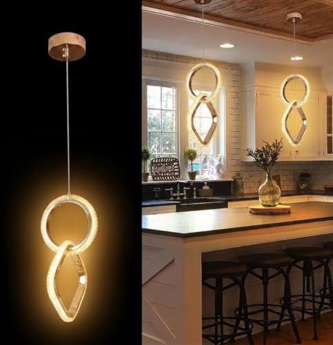 Image of Groeien 12W 3 Color Gold LED Diamond Orbit Pendant, Home Ceiling Lamp