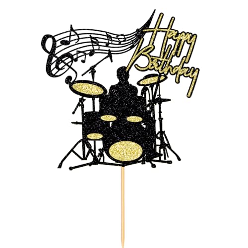 Dcokska Drum kit Happy Birthday Cake Topper for Rock Band Theme Party Decor
