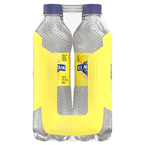Image of Sparkling Ice Mountain Brand Natural Spring Water, Lively Lemon, 16.9 Fl Oz Plastic Bottle, Pack of 8