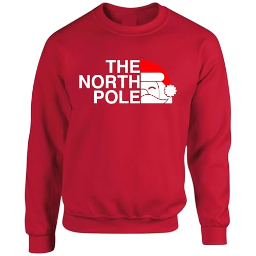 Image of The North Pole Santa Sweatshirt, Merry Christmas 2025 Festive Jumper, Cosy Holiday Celebration Top UK(XXL, Red)