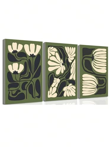 Toile décorative abstraite pour salon moderne vert sauge - 4