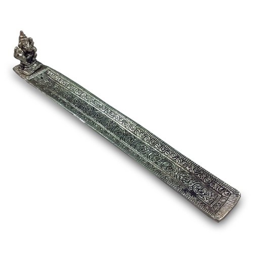 Grey Ganesh Metal Incense Boat - Lord Ganesha Incense Holder - Stick Burner - Large
