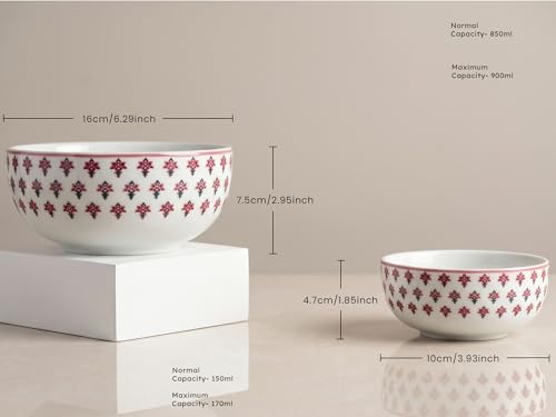 Image of Bodhi House Premium Porcelain Dinner Set 20 Pieces Serving for 6 | Pink Blossom Floral Design | Microwave & Dishwasher Safe | Crockery Set | Dinnerware Set for Home, Dining, Kitchen & Gifting