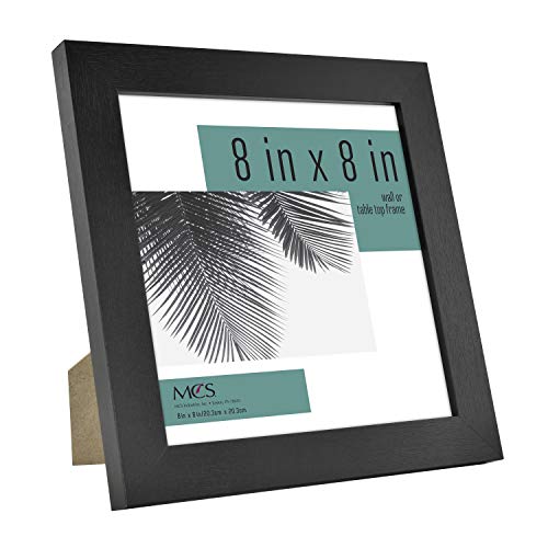 MCS Studio Gallery 8x8 Picture Frame Black Woodgrain, Wall Hanging & Easel for Tapletop Display, Square Photo Frame for Photos, Posters & Art Prints (4-Pack)