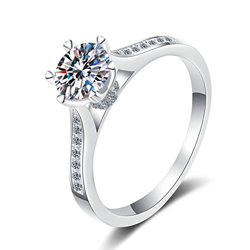 Bague moissanite anti-ternissement KnSam - Anneau argent 925 6 griffes femme