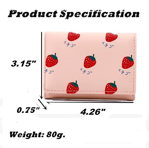 Loxepur Cartoon Fruit Tri-Fold Pu Wallet Multi-Card Slot Small Purse For Gift (Beige) #TOP1
