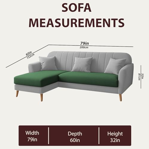 Image of Atticus LHS 4 Seater L Shape Sofa Set for Living Room (Green Grey Fabric) Premium Fabric Sofa Set