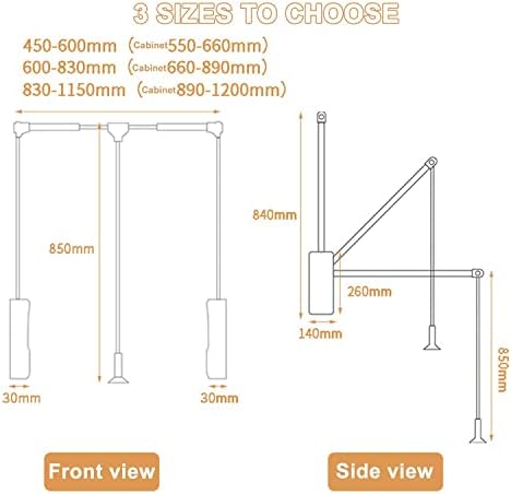 Wardrobe RailPull Down Closet Rod Aluminum Adjustable Wardrobe Rail Lift for Hanging Clothes Wardrobe Lift Rail Organizer Storage System Side Mounted Expanding Tubin(Black-60x83 cm/23.6x32.6in