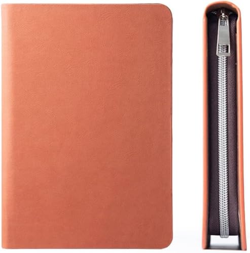 Hueyausシステム手帳 a5 a6 6穴 リング バインダーノート PUレザーカバー リングノート メモ帳 卒業記念品 就職 ファスナー プライベート 男女兼用 ビジネスオフィス用品 (ネイビー,A6) (オレンジ色,A6)