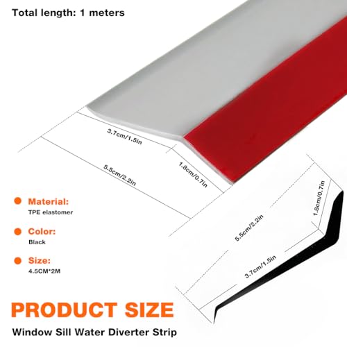 Image of HASTHIP 1M /39 Window Water Stopper-Silicone Door Gap Filler SelfAdhesive | Window Sill Rain Protector for Home Door Gap Filler Rubber Over Door And Window Drip Cap Rain Deflector, Edge Seal Strip