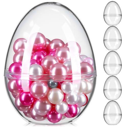 Lot de 6 boules géantes en plastique transparent pour œufs de Pâques à remplir - Boules jumbo - Boîtes à bonbons - Boules vides pour remplir des de fête, des...