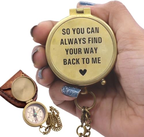 Brújula de latón portátil con estuche de cuero vintage miniatura 1