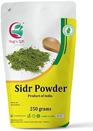 – Sidr Powder(Ziziphus Jujuba) 250grams| Natural Herbal Hair Cleanser & Conditioner | Rejuvenates Hair follicles |Soothes and freshens the skin |100% Pure and Natural Sidr leaves powder| by Yogi’s Gift®