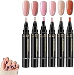 6PCS Polishey Nail Polish Pens Uk, Nail Art Pens, Nail Varnish Pens 3 in 1 Gel Nails Polish Pen Set, Gel Nails Polish Crafts Pen, One Step DIY Nails Varnish Pen, DIY Nail Pens for Girls Ladies (B)