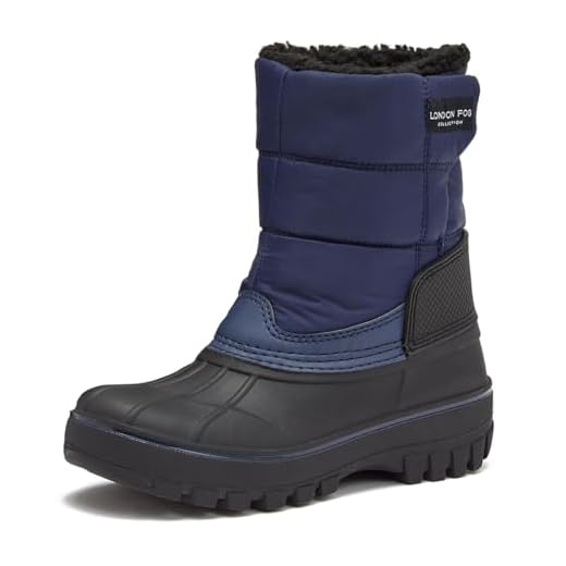 London Fog Jett Snow Boots for Kids - Insulated Winter Snow Boots for Boys and Girls - Navy Blue, 3 Little Kid