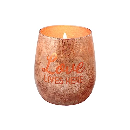 Pavilion - Love - 10 Ounce Soy Wax Candle, Cotton Scented, Housewarming Candle, Friend Gift Ideas, 1 Count (Pack of 1), 3.25” x 3.25” x 3.75”, Copper