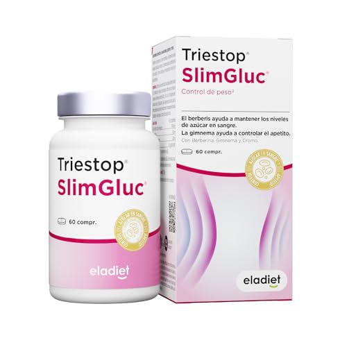 TRIESTOP SLIMGLUC Con Berberina [1500 mg] - Control del Azúcar en Sangre - Adelgazar Rapido, Bloqueador de Carbohidratos y Saciante del Apetito - Berberis, Gimnema y Cromo | 60 comprimidos ELADIET