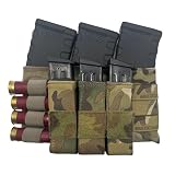 Vaughn Armor MOLLE Triple Mag Pouch – 5.56 Rifle, Pistol & Shotgun Shells Tactical Magazine Panel (Multicam)