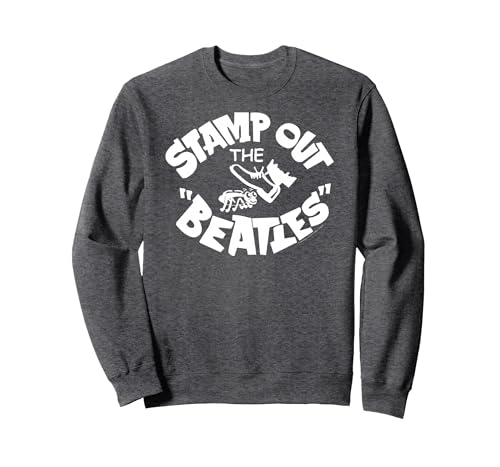 Official The Beatles Stamp Out Rock Roll British Band Sweatshirt, Adult Unisex, Dark Heather Grey, Medium