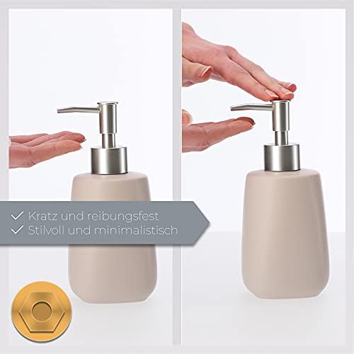 KADAX Soap Dispenser with Pump, Ceramic Matte Lotion Dispenser for Liquid Soap, Refillable Soap Bottle, Capacity Dispenser for Bathroom, Kitchen, Liquid Soap Dispenser, Soap Jar (Beige)