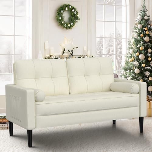 Sofa 2 Seater, Sofa Couch with Comfy Seat Cushion, 2 Pillows, Sma...