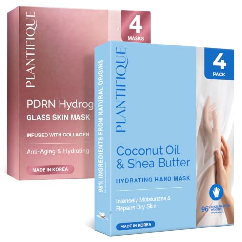 Image of PLANTIFIQUE Hand Mask Gloves 4pk & Collagen Face Mask 4pk