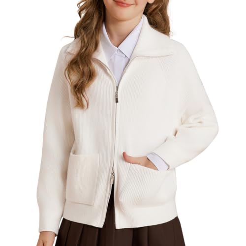 GRACE KARIN Mädchen Knitted Langarm Cardigan mit Reißverschluss...