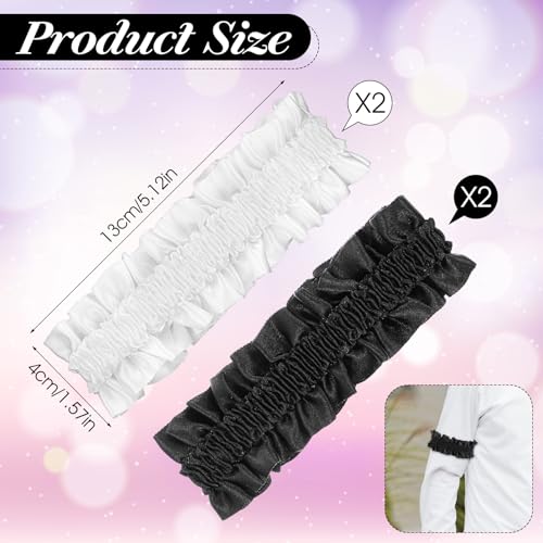 oruola 4pcs Leg Garters for Thigh,Garter Belts,Soft Skin-Friendly Elastic Leg Garters, Wrinkles Sleeve Garter,for Women\'s Skirts and Shorts,for Birthdays, Valentine\'s Day,White, Black