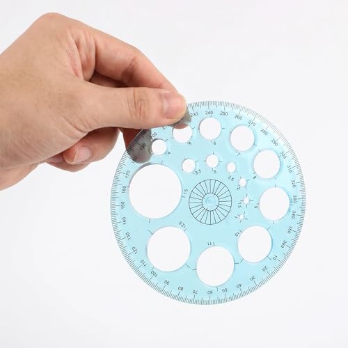 MOLUCKFU 8pcs Plastic Circle Template Set with 360 Degree Rotatable Protractor Scale, Lightweight Geometric Drawing Ruler for Drafting, School Learning, and Daily Drawing Activities - Image 5