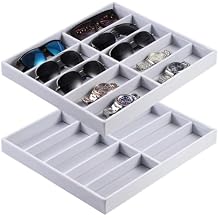 Homaisson 2-Piece Sunglasses Organizer, Velvet Sunglasses Tray, Watches & Jewelry Display Box, Glasses Organizer, Sunglass Drawer, Vanities 14.2 x 12.6 inches