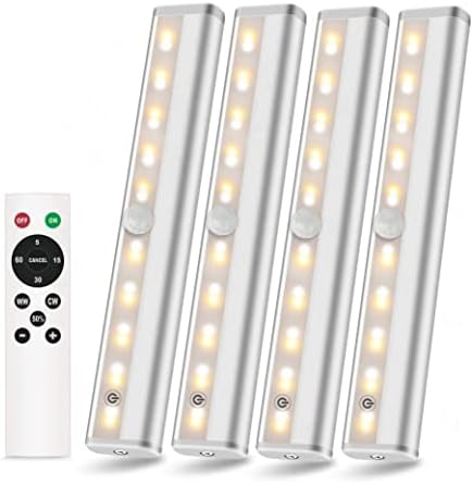 LANBOJINDI Battery Operated Under Cabinet Lights with Remote 4 Pack, Wireless LED Closet Lights with Remote Counter Lights Without Wiring for Kitchen Stairs Wardrobe Bedroom Room Home Decoration