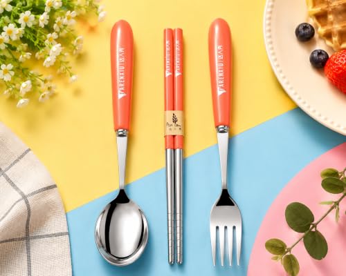 Image of Stainless Steel Cutlery Set, 3-Piece | Spoon, Fork, Chopsticks