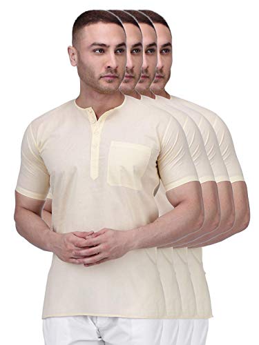 Image of Rajubhai Hargovindas Men's Pure Cotton Short Kurta | Pack of 4 |