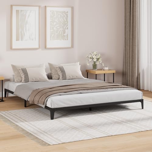 IDEALHOUSE 6 Inch Queen Size Bed Frames Heavy Duty Metal Platform Bed with Under Bed Storage, No Box Spring Needed, Easy Assembly, Sturdy Steel Slat Support, Black