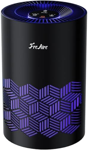 FreAire Air Purifiers for Bedroom Covers Up to 1086 Ft², Air Purifiers for Home, HEPA Air Purifier with Lights, Air Purifier Removes Dust Smoke Pollen Dander Smell, for Home/Pets/Bedroom (Black)