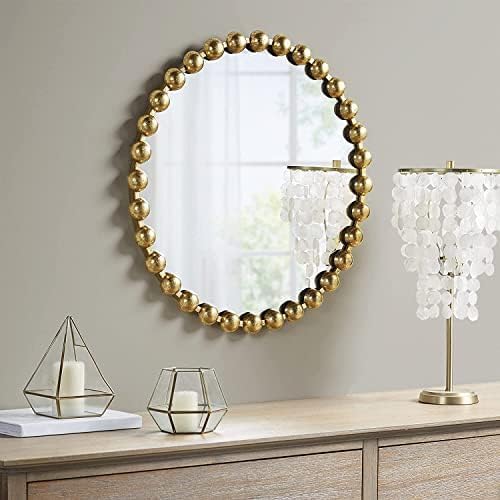 Madison Park Signature Marlowe Wandspiegel aus Metall, kugelförmiger Rahmen, rund, für Wohnzimmer-Akzent, fertig zum Aufhängen, Schlafzimmer-Dekoration, 68,6 cm Durchmesser, goldfarben