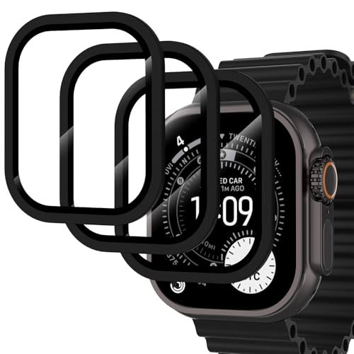 Simpeak Schutzfolien Kompatibel mit Apple Watch Ultra 3/2/1 3 Stück HD Aluminiumlegierungsrahmen Displayschutzfolien 9H ...
