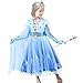 Tacobear 10Pcs Princess Costume Dress For Girls Kids Toddler Snow Princess Dress Up Clothes for Little Girls with Accessories Gloves Crown Wands Wig Necklace for 8-9Y Kids Christmas Birthday Party