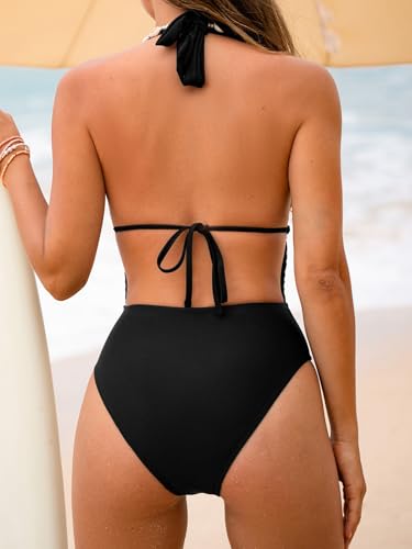 CUPSHE Women's One Piece Deep V Plunging Neck Bathing Suit Self Tied Adjustable Straps Open Back2