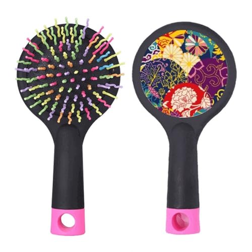 Brosse à cheveux démêlante asiatique à coussin d'air motif fleurs japonaises et pois chic