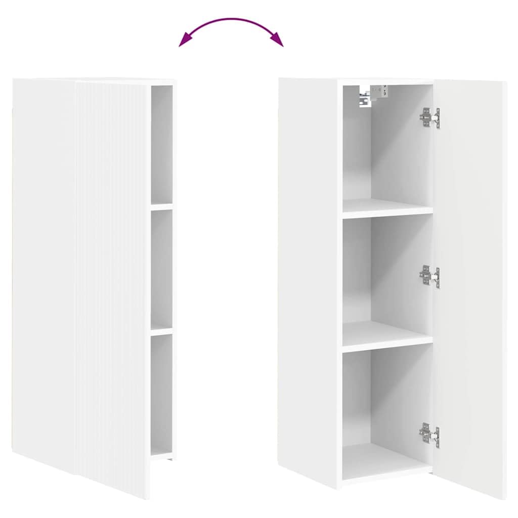Mobile da parete per TV, in legno bianco, con 1 porta oscillante a 90°, 3 ripiani, 30 x 31 x 100 cm, moderna credenza per soggiorno e console multimediale per riporre oggetti e gestione dei
