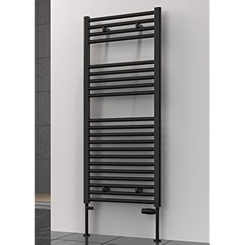 Luxury Premium Black Flat Heated Towel Radiator Rail, Central Heating Ladder,Central Heating Towel Warmer (400 * 800) Cover