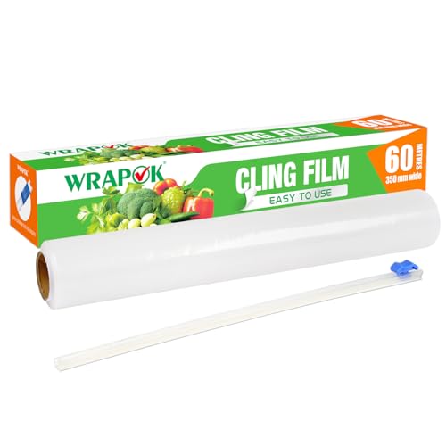WRAPOK 1 x Catering Cling Film Dispenser and Cutter Kitchen Plastic Food for Kitchen 35cm x 60m