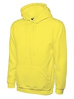 Men's classic hooded sweater, plain, available in 22 colours, yellow, XS Reactive Dyed. Lycra rib cuffs & welt twin needle seams. Neck tape. Front pouch pocket. Double fabric hood. Plain lace cord. Brushed effect for superior comfort and look Brand: ...